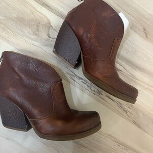 Kork-Ease Rich Brown Leather Ankle Booties
